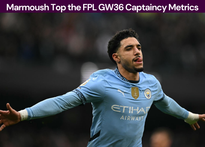 Marmoush tops the fpl gameweek 36 captaincy metric becoming the best captain choice according to our metrics