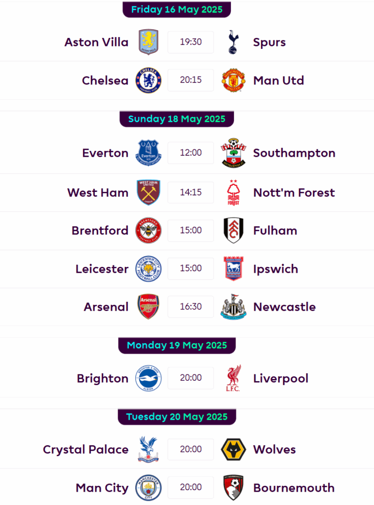 fpl gw37 fixtures