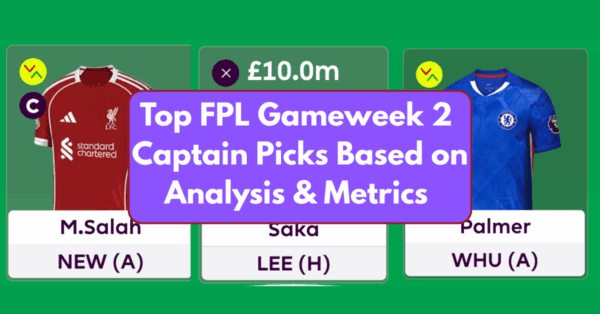 Top FPL Gameweek 2 Captain Picks Based on Analysis & Metrics