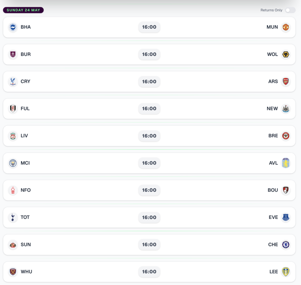 jadwal fpl gw38