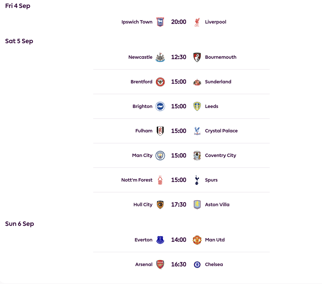 FPL GW3 Fixtures